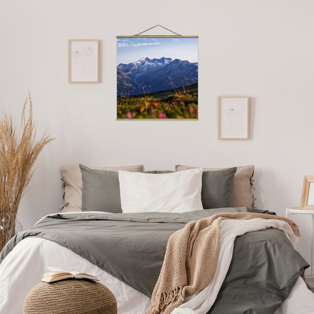 Prints landscape Flowering Meadow In The Mountains