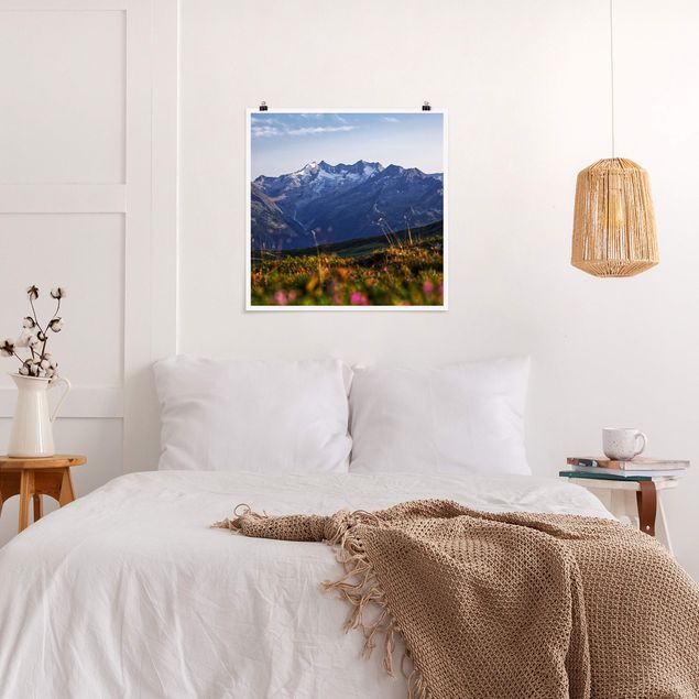 Mountain art prints Flowering Meadow In The Mountains