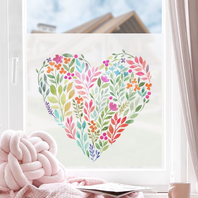 Nursery decoration Flowery Watercolour Heart-Shaped