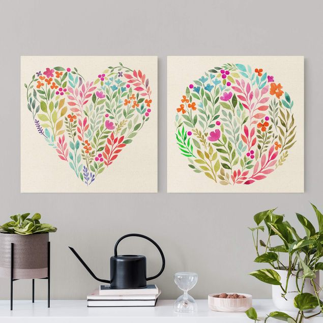 Prints multicoloured Flowery Watercolour