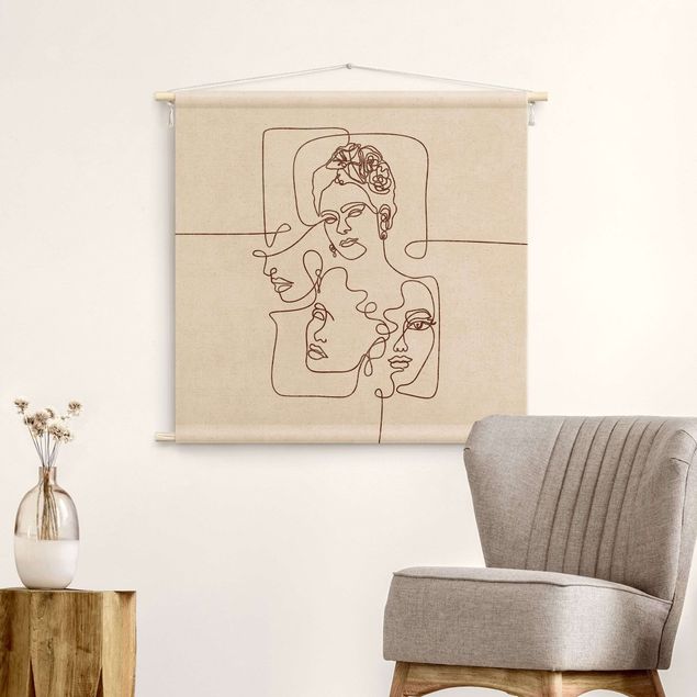 extra large tapestry wall hangings Boho Line Art - Portraits