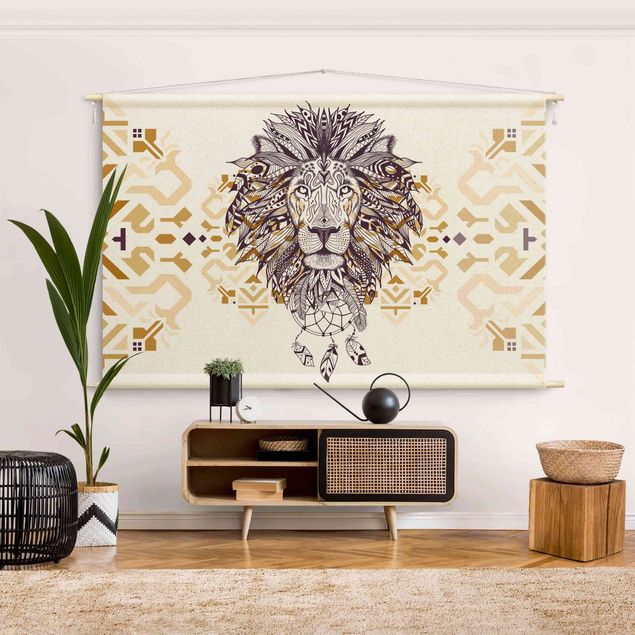 Lion wall art Boho Lion With Dreamcatcher