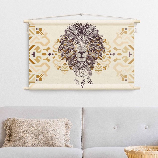 boho wall tapestry Boho Lion With Dreamcatcher