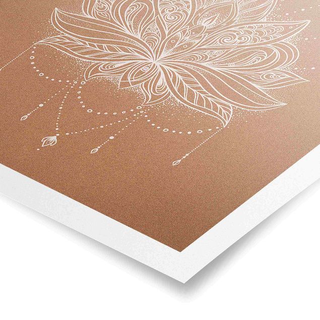 Prints Boho Lotus Flower White Cork Look
