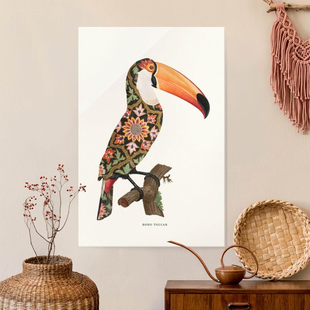 Glass prints pieces Boho Birds - Toucan