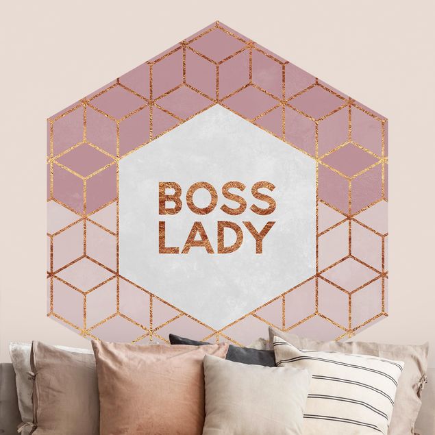 Geometric shapes wallpaper Boss Lady Hexagons Pink