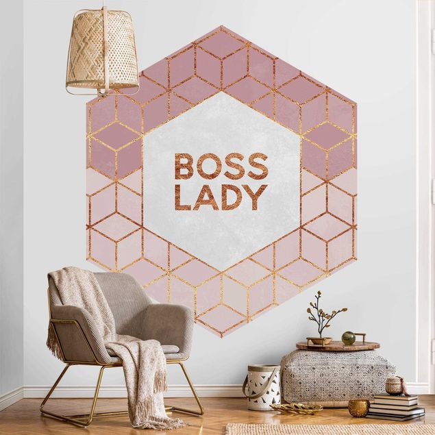 Contemporary wallpaper Boss Lady Hexagons Pink