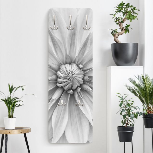Wall mounted coat rack flower Botanical Blossom In White