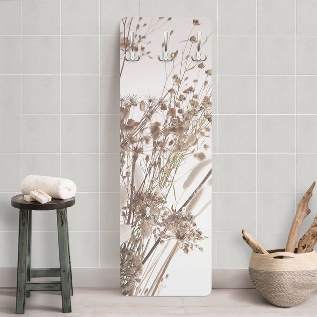 Wall mounted coat rack flower Bouquet Of Ornamental Grass And Flowers