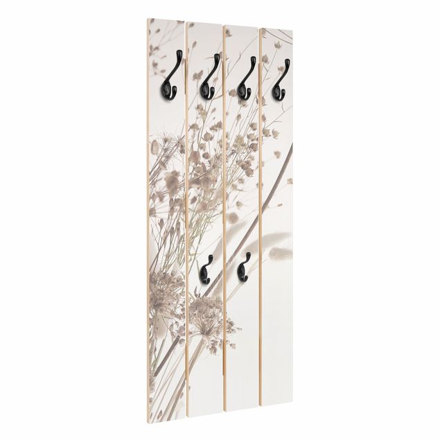 Wall mounted coat rack Bouquet Of Ornamental Grass And Flowers