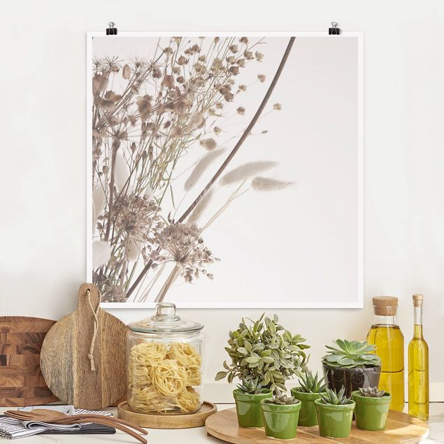 Prints floral Bouquet Of Ornamental Grass And Flowers