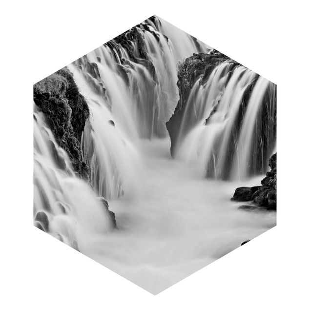 Creme wallpapers Brúarfoss Waterfall In Iceland Black And White