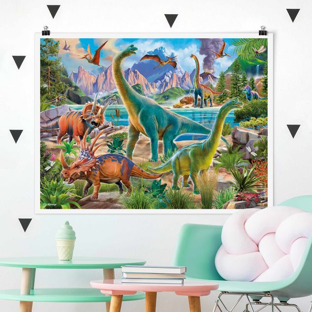 Kids room decor Brachiosaurus And Tricaterops