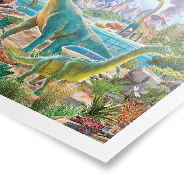 Posters animals Brachiosaurus And Tricaterops