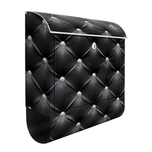Black metal letterbox Diamond Black Luxury