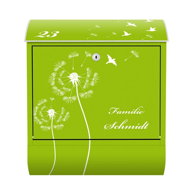 Letterboxes personalized text Customised text Dandelion Apple Green