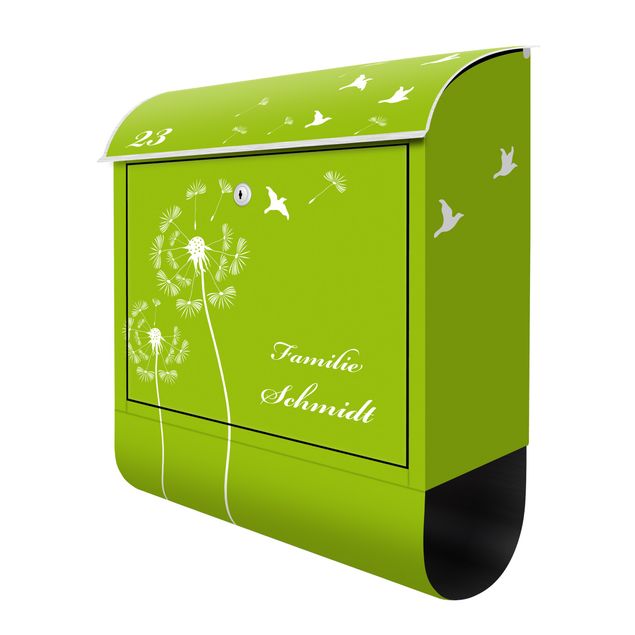 Green letter box Customised text Dandelion Apple Green