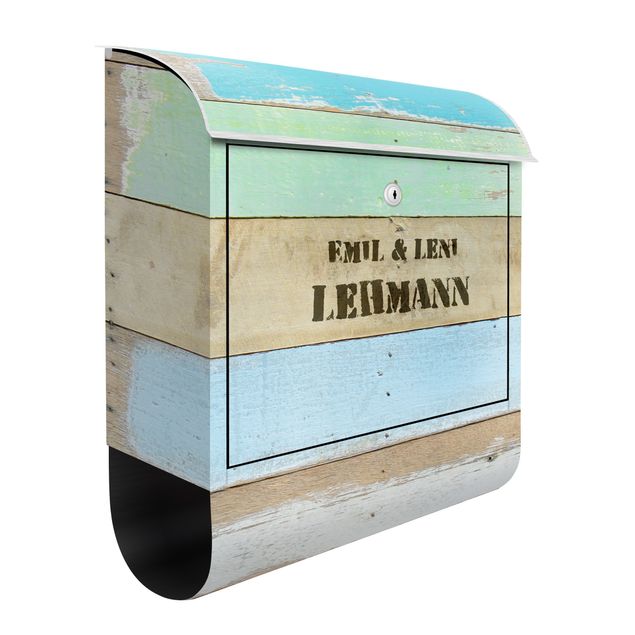 Letterboxes personalized text Rustic Timber