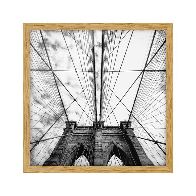 Black and white framed pictures Brooklyn Bridge In Perspective