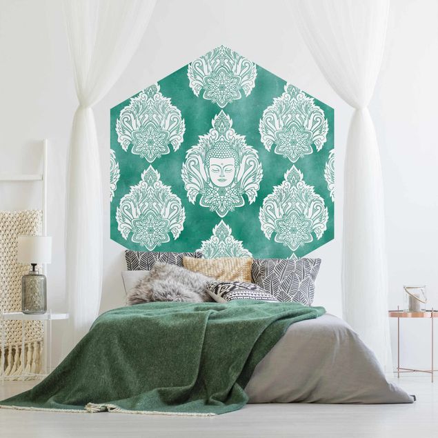 Wallpapers spiritual Buddha And Lotus Emerald Pattern