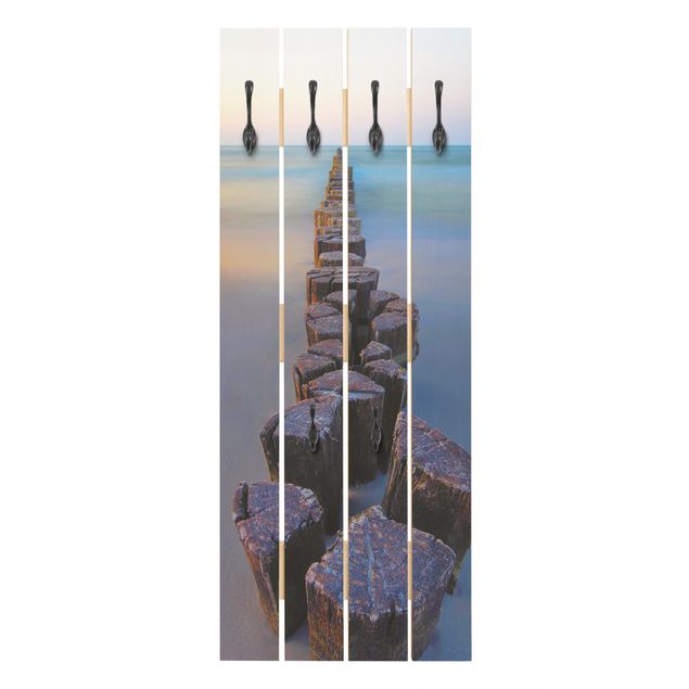 Wall coat rack Groynes At Sunset At The Ocean