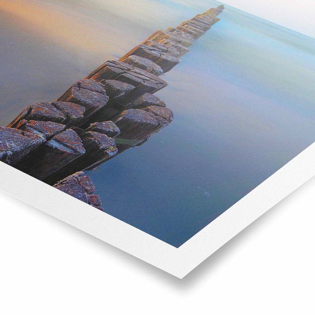 Contemporary art prints Groynes At Sunset At The Ocean