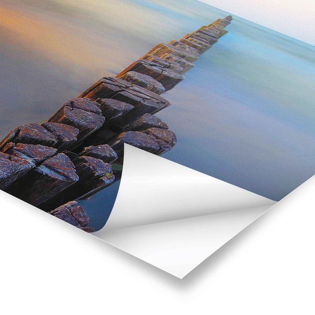 Prints nature Groynes At Sunset At The Ocean