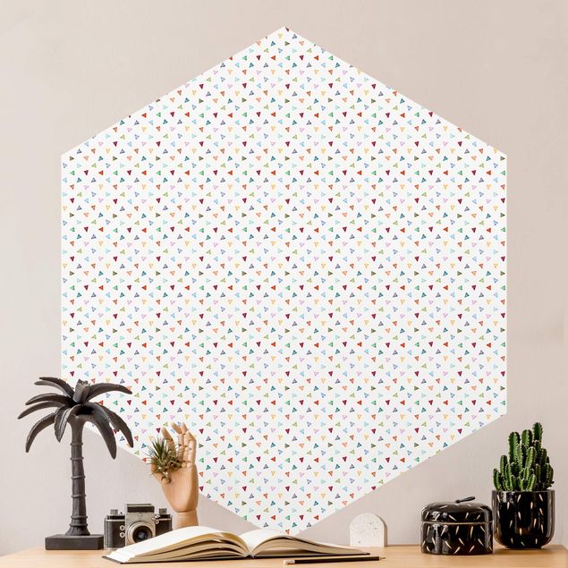 Geometric pattern wallpaper Colourful Watercolour Triangles