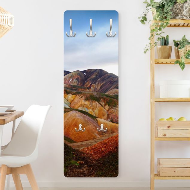 Wall mounted coat rack landscape Colourful Mountains In Iceland