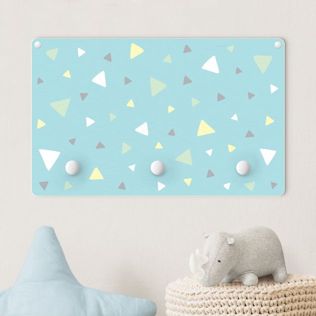 Kids room decor Colourful Drawn Pastel Triangles On Blue