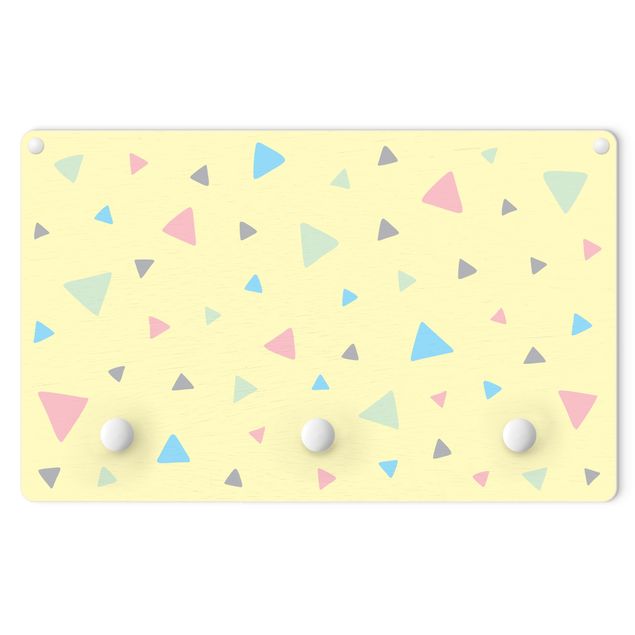 Wall mounted coat rack Colourful Drawn Pastel Triangles On Yellow