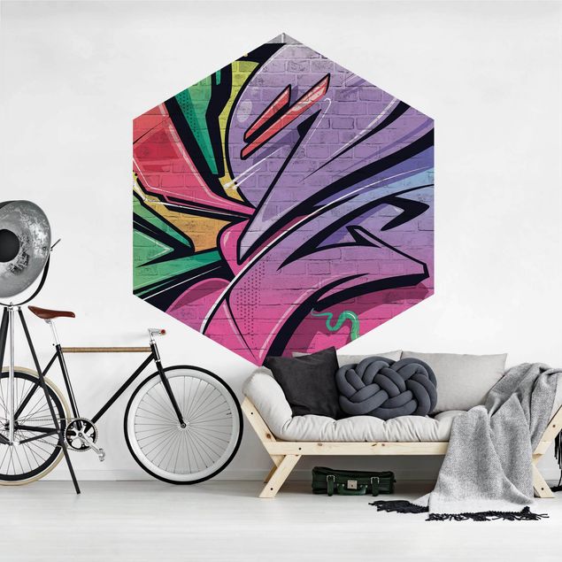 Modern wallpaper designs Colourful Graffiti Brick Wall