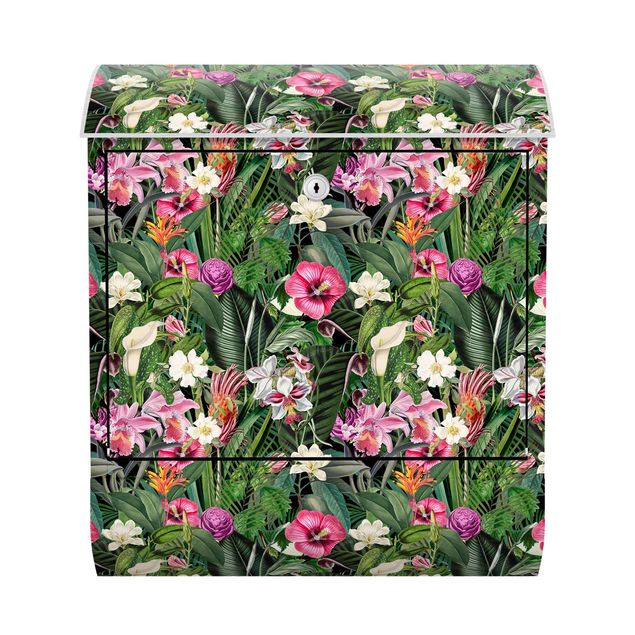 Letterboxes multicoloured Colourful Tropical Flowers Collage