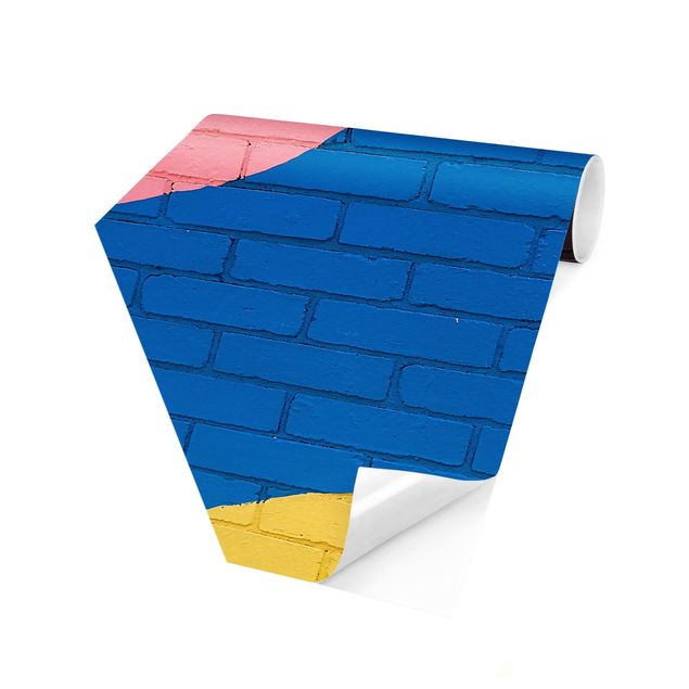 Self adhesive wallpapers Colourful Brick Wall In Blue And Pink