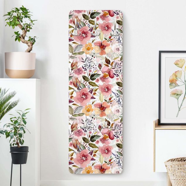 Coat rack patterns Colourful Flower Mix With Watercolour