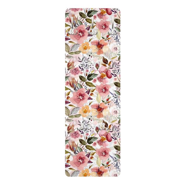 Wall mounted coat rack Colourful Flower Mix With Watercolour