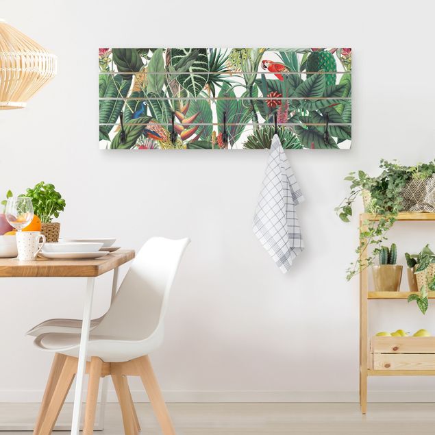 Shabby chic clothes rack Colourful Tropical Rainforest Pattern