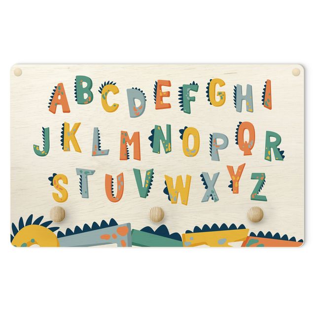 Wall coat rack Colourful Dino Alphabet