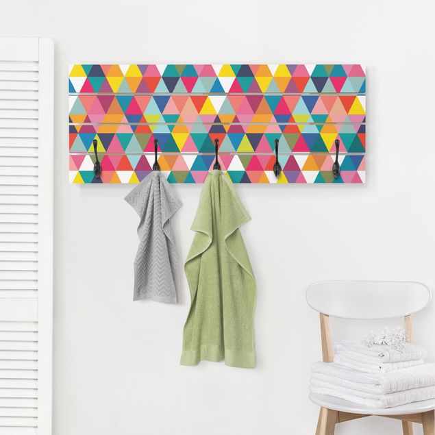 Coat rack wood Colourful Triangle Pattern
