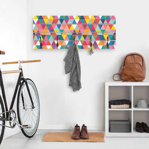 Shabby chic coat rack Colourful Triangle Pattern