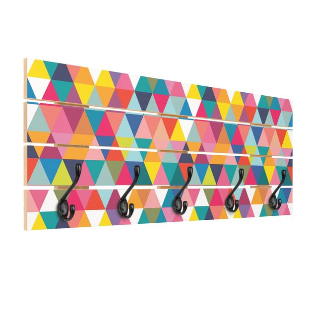 Wall mounted coat rack Colourful Triangle Pattern
