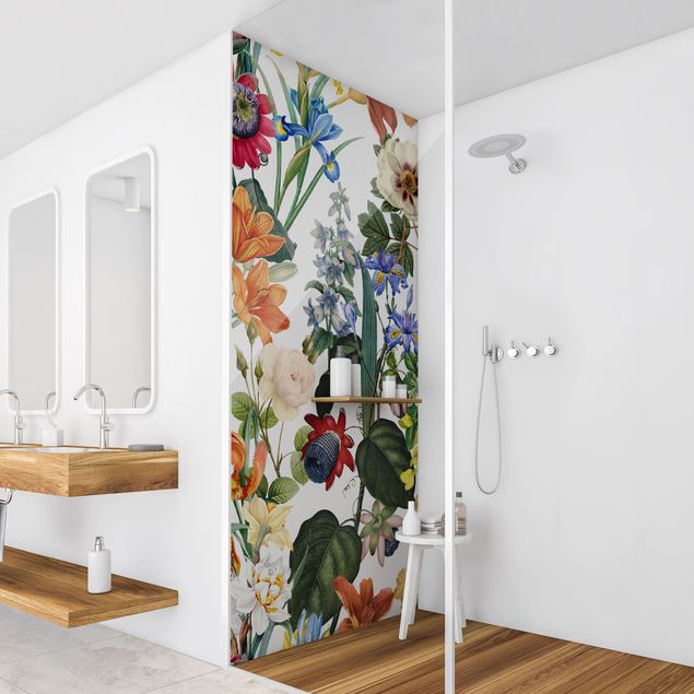 Shower wall cladding - Colourful Magnificent Flowers