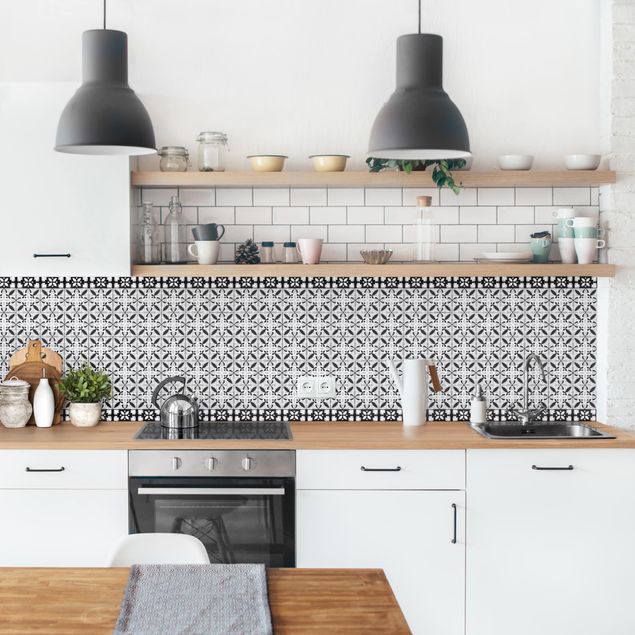 Kitchen splashback patterns Geometrical Tile Mix Blossom Black