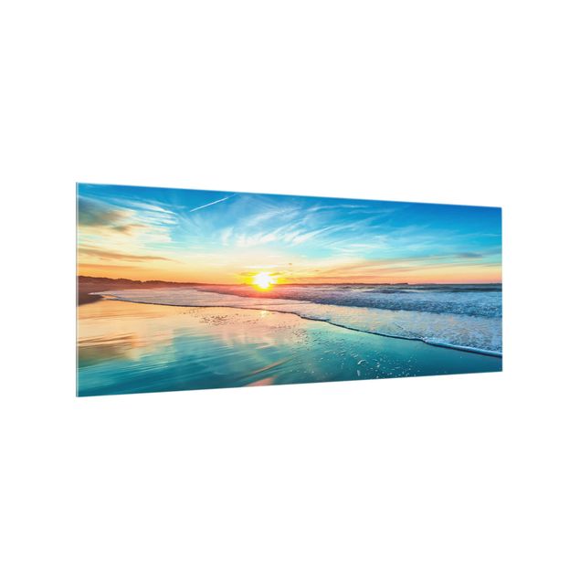 Glass splashback beach Romantic Sunset By The Sea