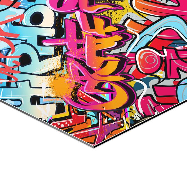 Alu-Dibond hexagon - Hip Hop Graffiti