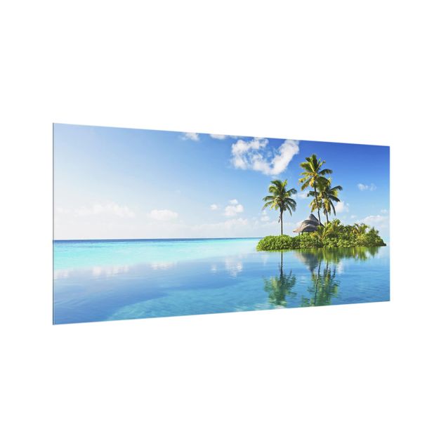 Glass splashback beach Tropical Paradise
