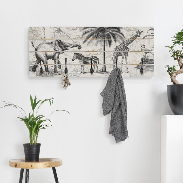 Wall mounted coat rack architecture and skylines Vintage Collage - Exotic Map