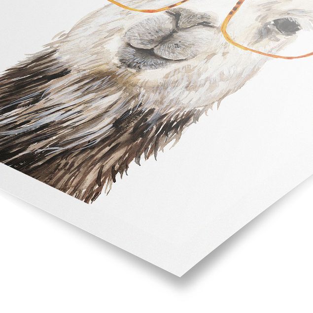 Posters animals Hip Lama With Glasses IV