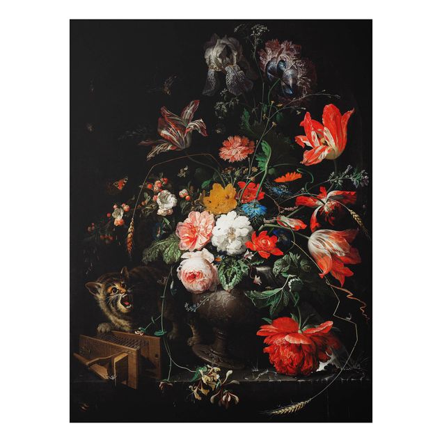 Cat wall art Abraham Mignon - The Overturned Bouquet
