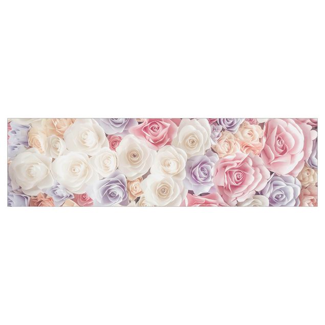 Kitchen wall cladding - Pastel Paper Art Roses